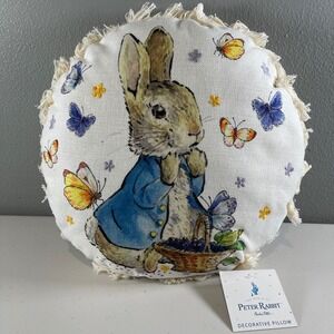 Peter Rabbit Beatrix‎ Potter 16" Round Pillow with Peter Rabbit and Butterflies